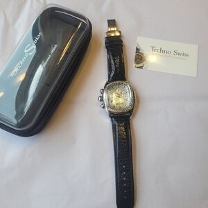 Techno Swiss Black Wearable Watch w/case